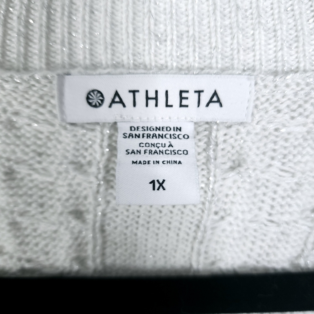 Athleta Crossroads Crew Sweater silver metallic size 1x - Picture 7 of 8